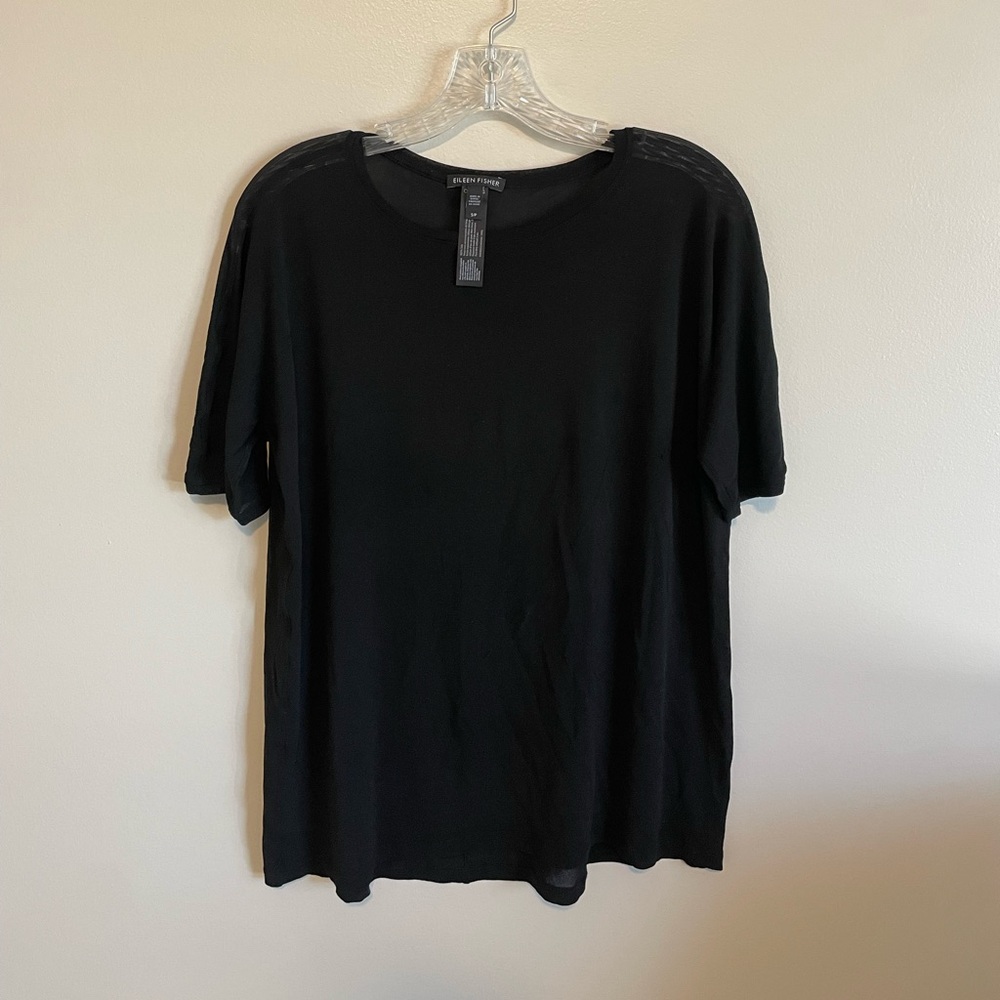 Eileen Fisher 100% Silk Black Blouse